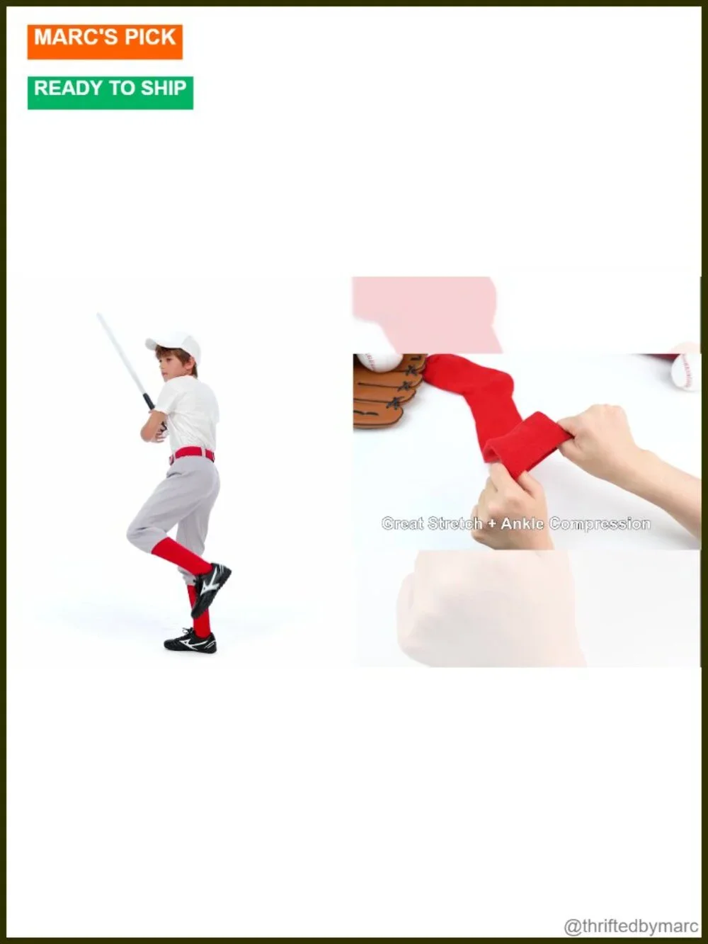 Youth Baseball Socks and Belt Combo Set - 2 Pairs Socks & 1 Belt - Adjustable,