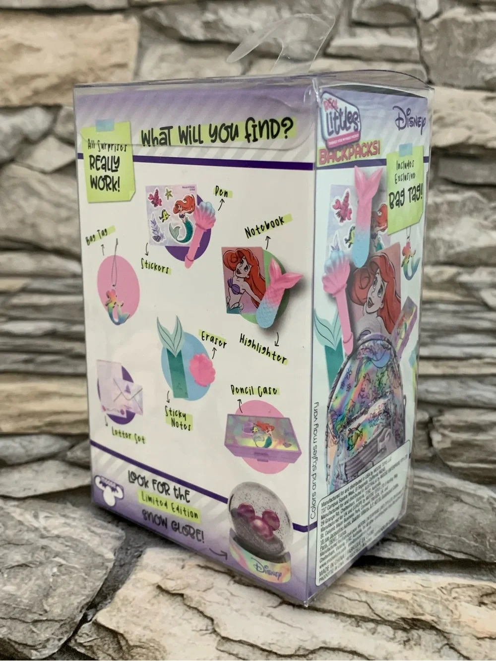Disney Real Little Mermaid Surprise Hologram Accessories Backpack Doll Moose Toy