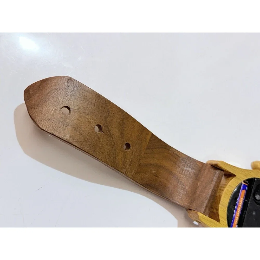 15” Wooden Wrist Watch Shaped Wall Clock Stained Wood Battery Quartz