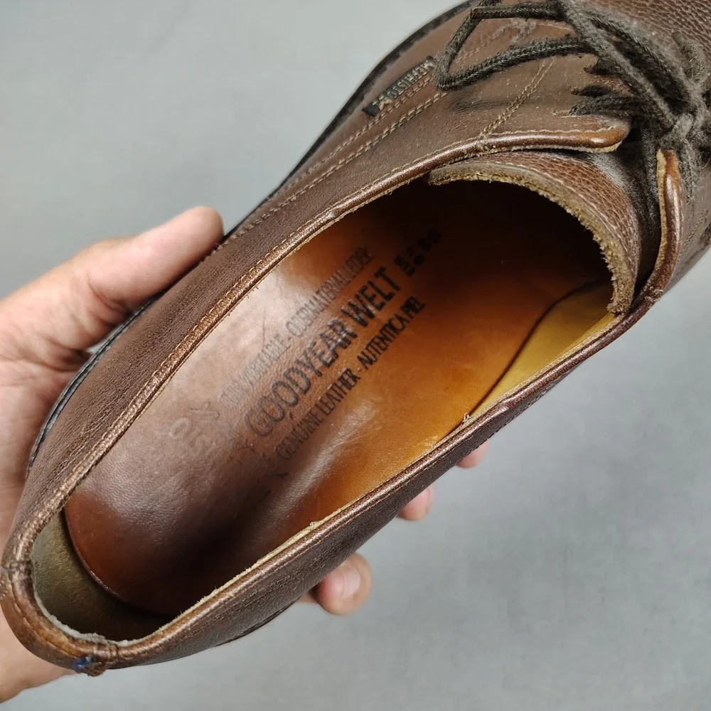 Mephisto Marlon Oxford Shoes Men 10 Pebble Chestnut Leather Goodyear Welt Derby