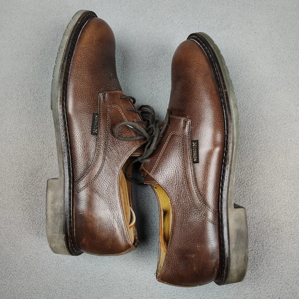 Mephisto Marlon Oxford Shoes Men 10 Pebble Chestnut Leather Goodyear Welt Derby