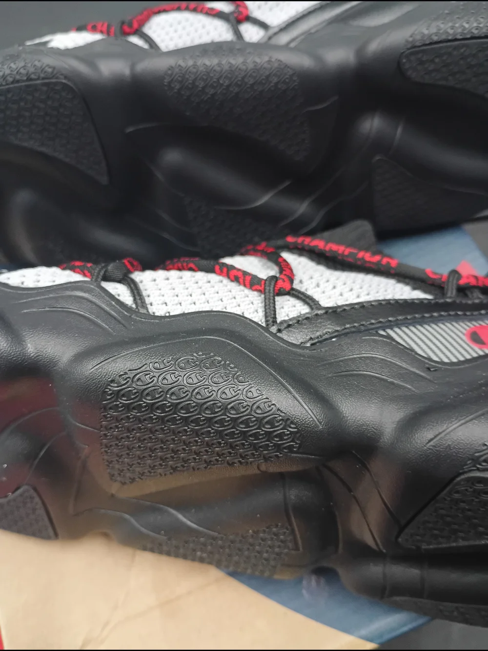 Champion Kids Grey and Black Sneakers with Red Accents