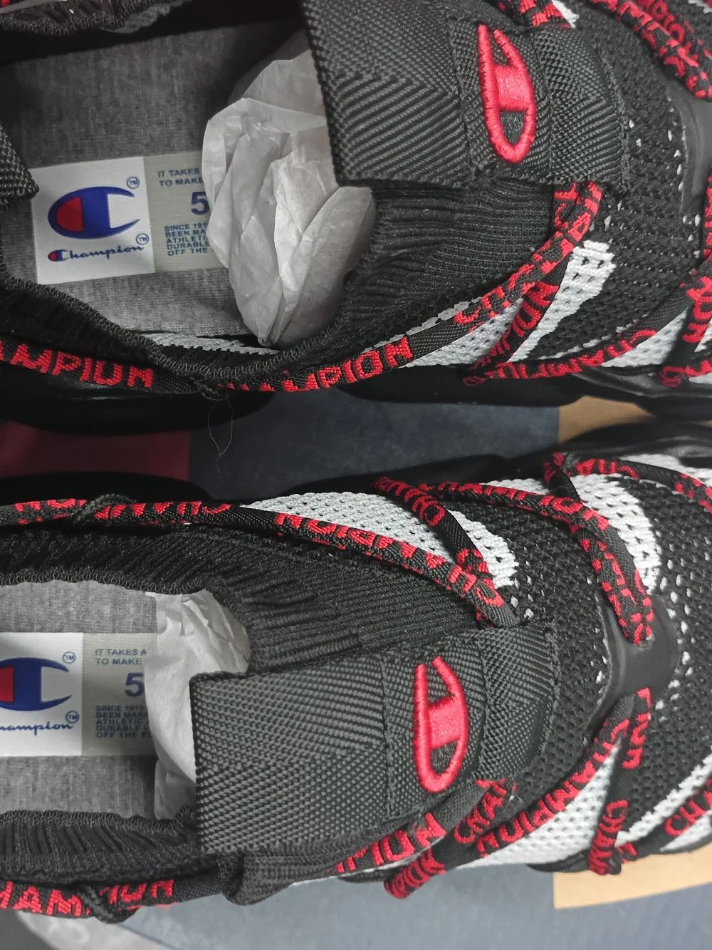 Champion Kids Grey and Black Sneakers with Red Accents