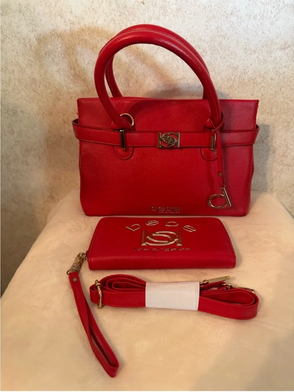 Bebe Evie Satchel Bag w matching wallet/wristlet