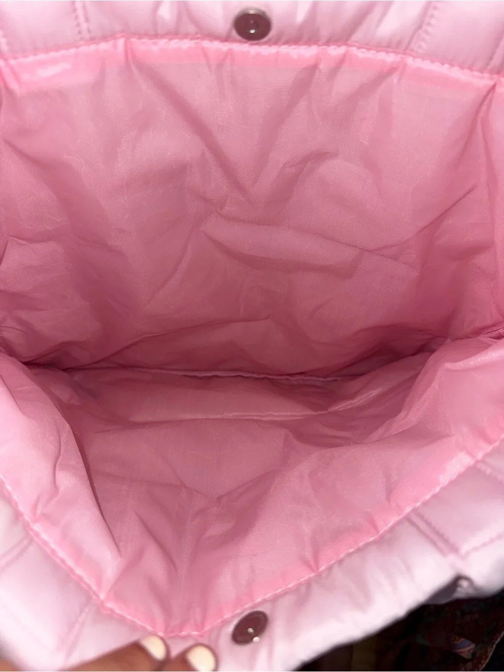 MAYIM Quilted Puffer Tote Bag – Light Pink – Magnetic Snap Closure