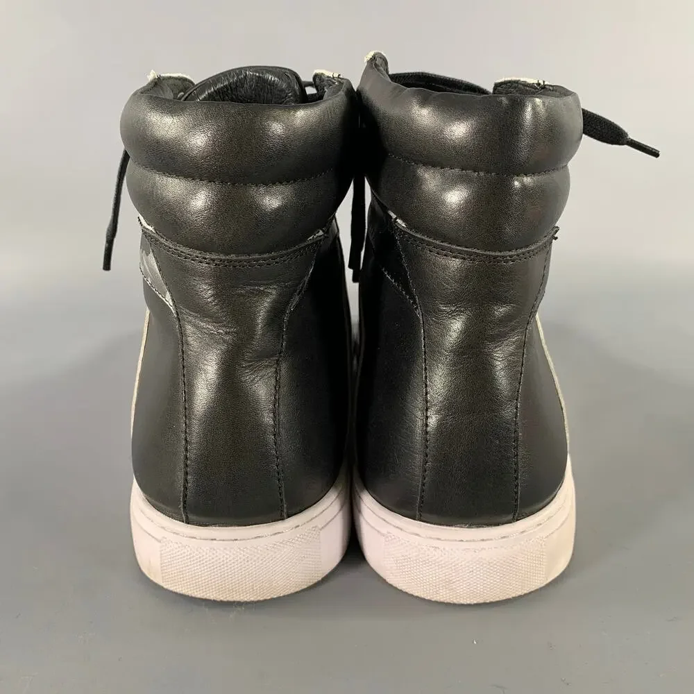 BADGLEY MISCHKA Size 12 Black Silver Camo Leather High Top Sneakers