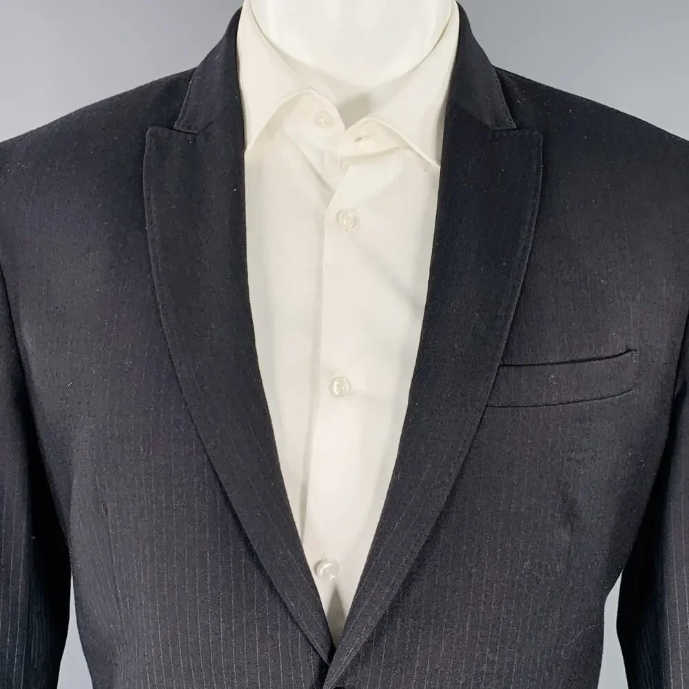 NEIL BARRETT Size 40 Black Grey Pinstripe Wool Ombre Effect Slim Fit Sport Coat