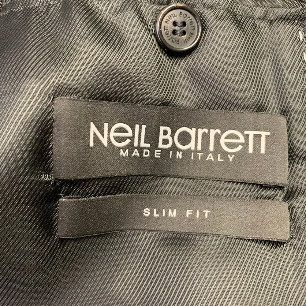 NEIL BARRETT Size 40 Black Grey Pinstripe Wool Ombre Effect Slim Fit Sport Coat