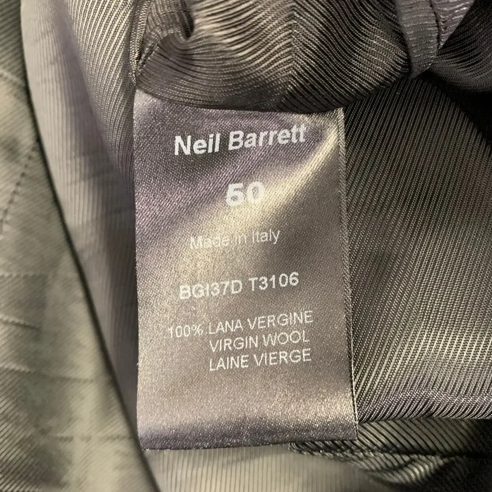 NEIL BARRETT Size 40 Black Grey Pinstripe Wool Ombre Effect Slim Fit Sport Coat