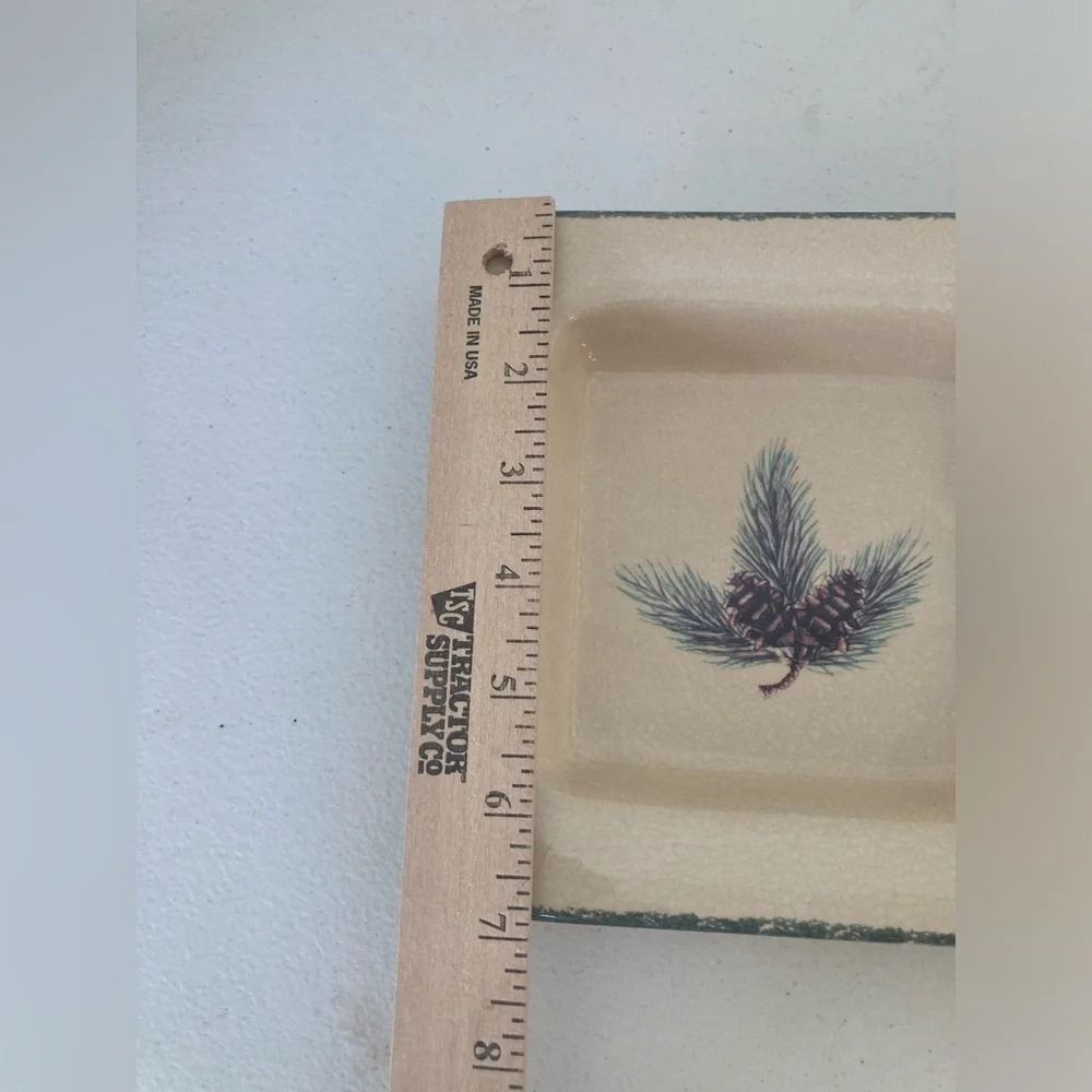 Home & Garden Party Northwoods Stoneware Rectangular Divided Server Pinecone