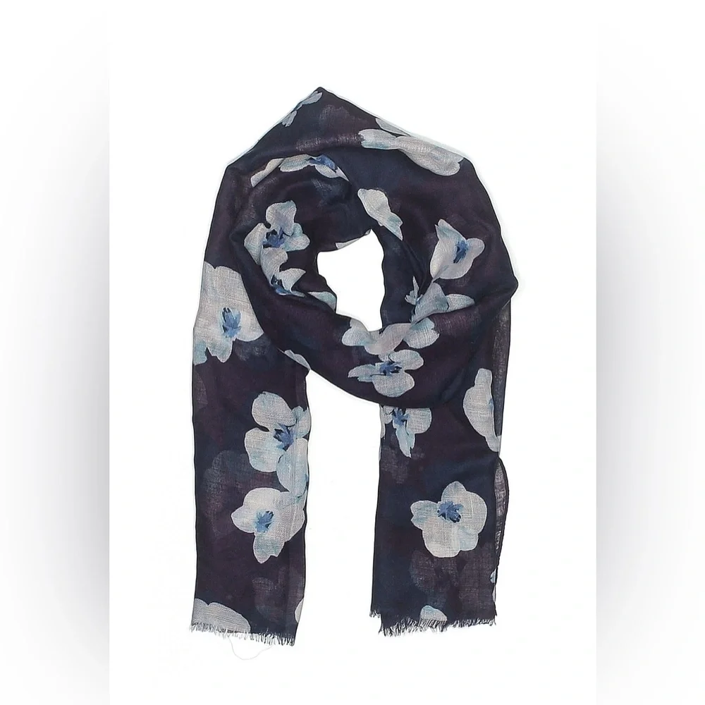 Banana Republic Floral Navy Blue & Purple Scarf