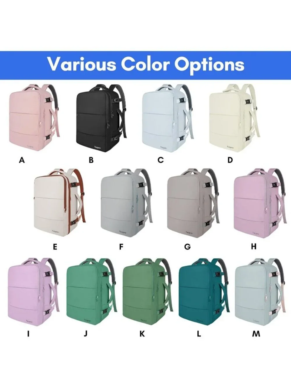 Women's Black15.6inch Laptop Mochila Flight Approved Daypack with Pocket