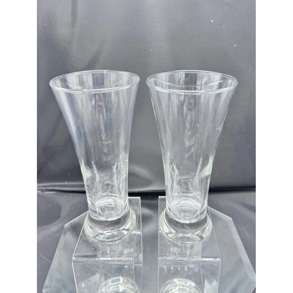 Vintage Libbey Flare Beer Glasses Clear Glass‎ Pilsner Set Of 2
