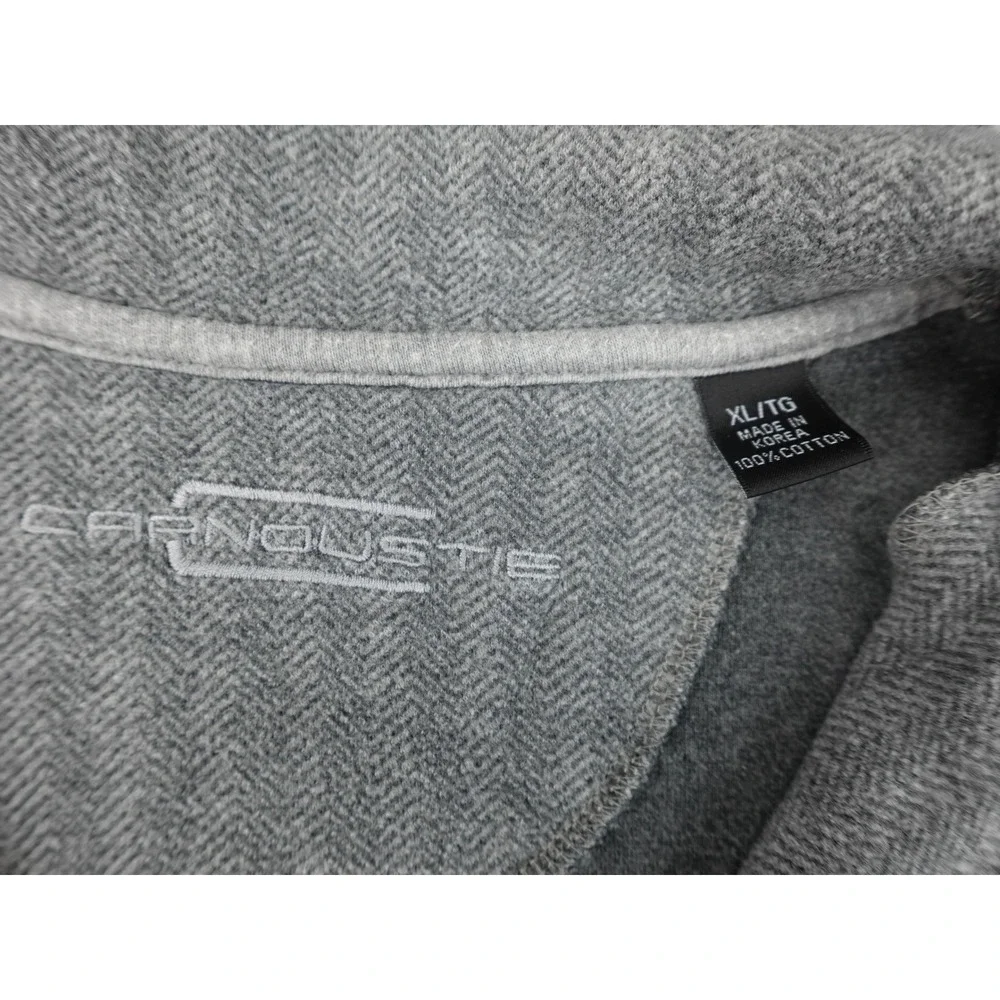 Carnoustie‎ Quarter-Zip Pullover Mens XL Gray Herringbone Golf Sweater
