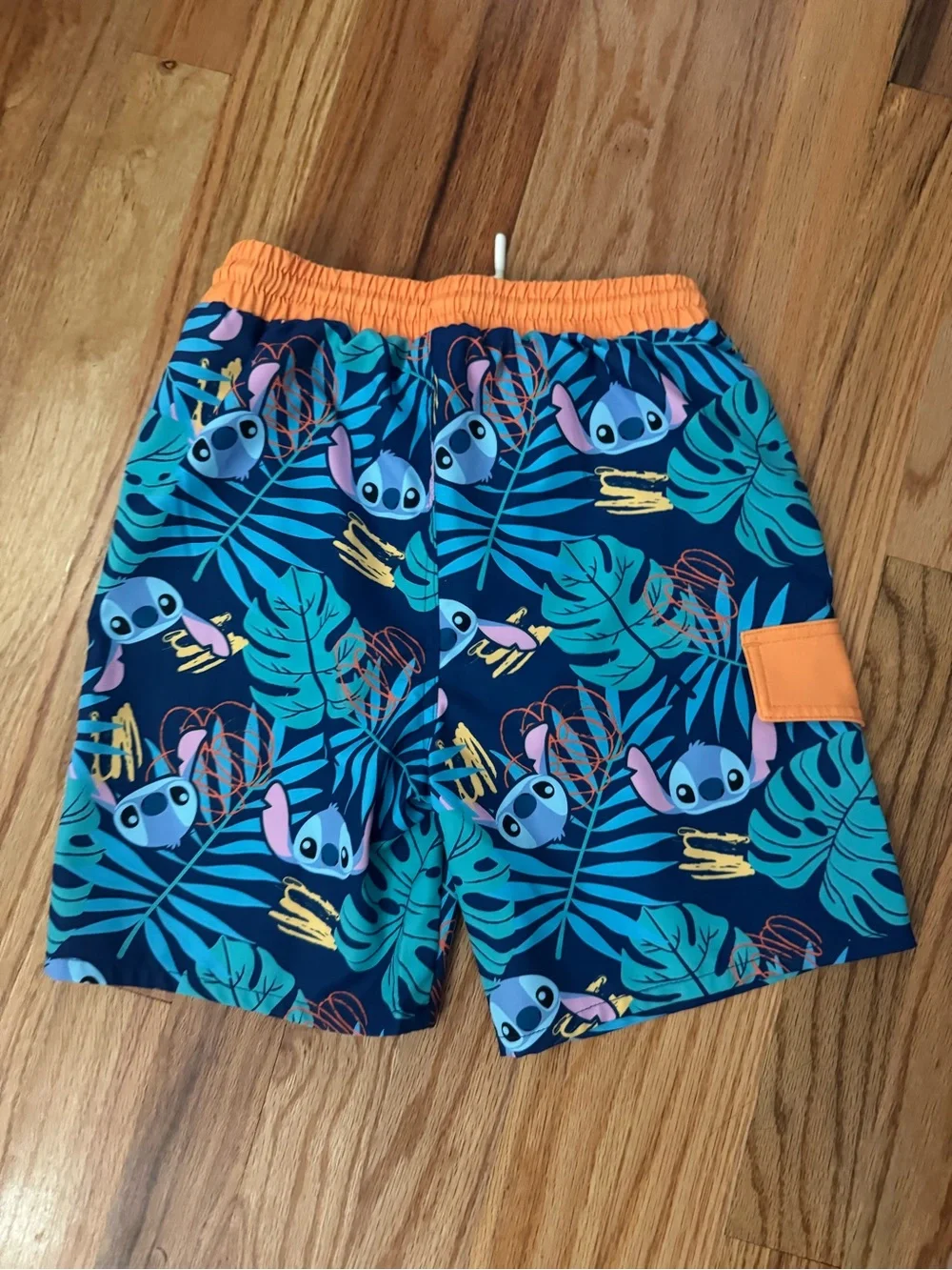 PatPat Navy, Teal & Orange Boys Swim Trunks with Tropical Stitch