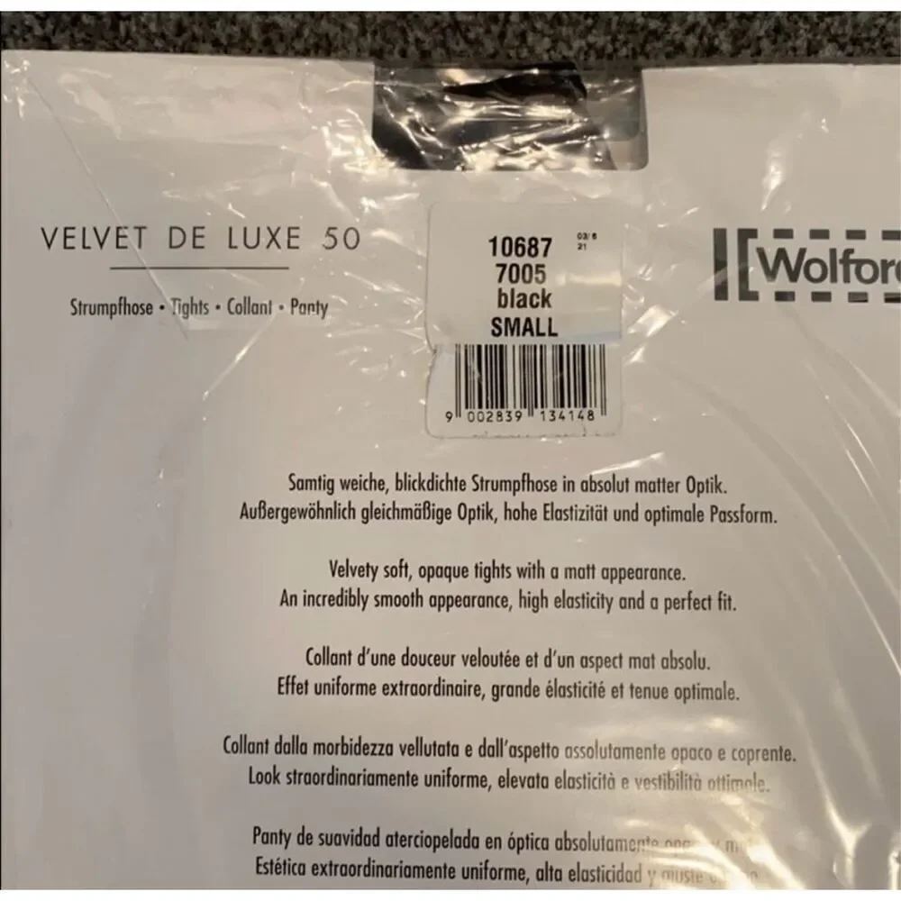 Wolford Velvet De Luxe 50 Tights black size small new in package