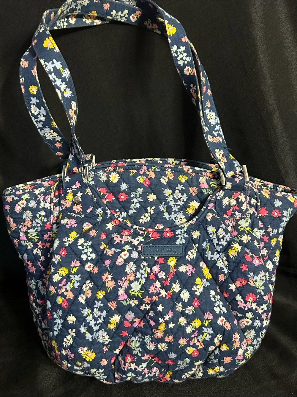 Vera Bradley Floral Quilted Navy Tote Bag Women's Shoulder Bag