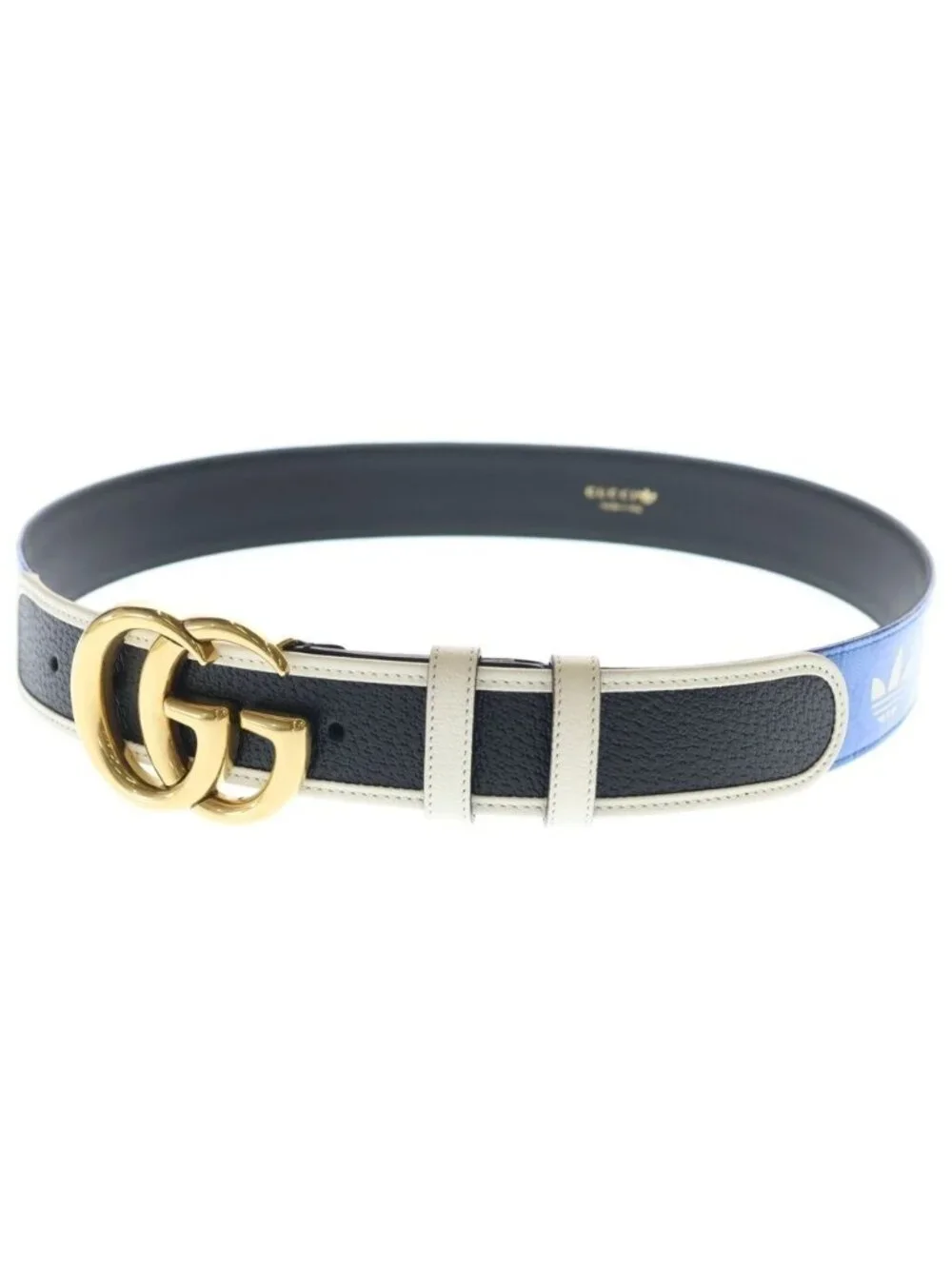 Gucci Adidas GG Logo Buckle Trefoil Belt Blue