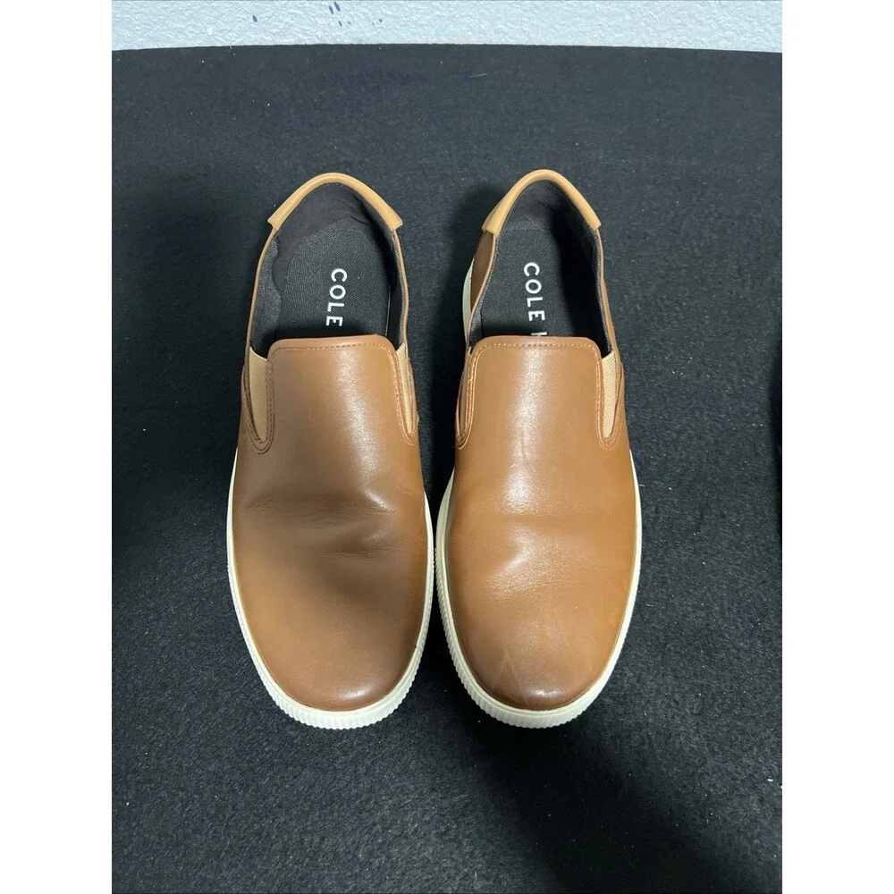 Cole Haan Grandseries Leather Slip On Sneakers Casual Shoes Brown Mens Size 10