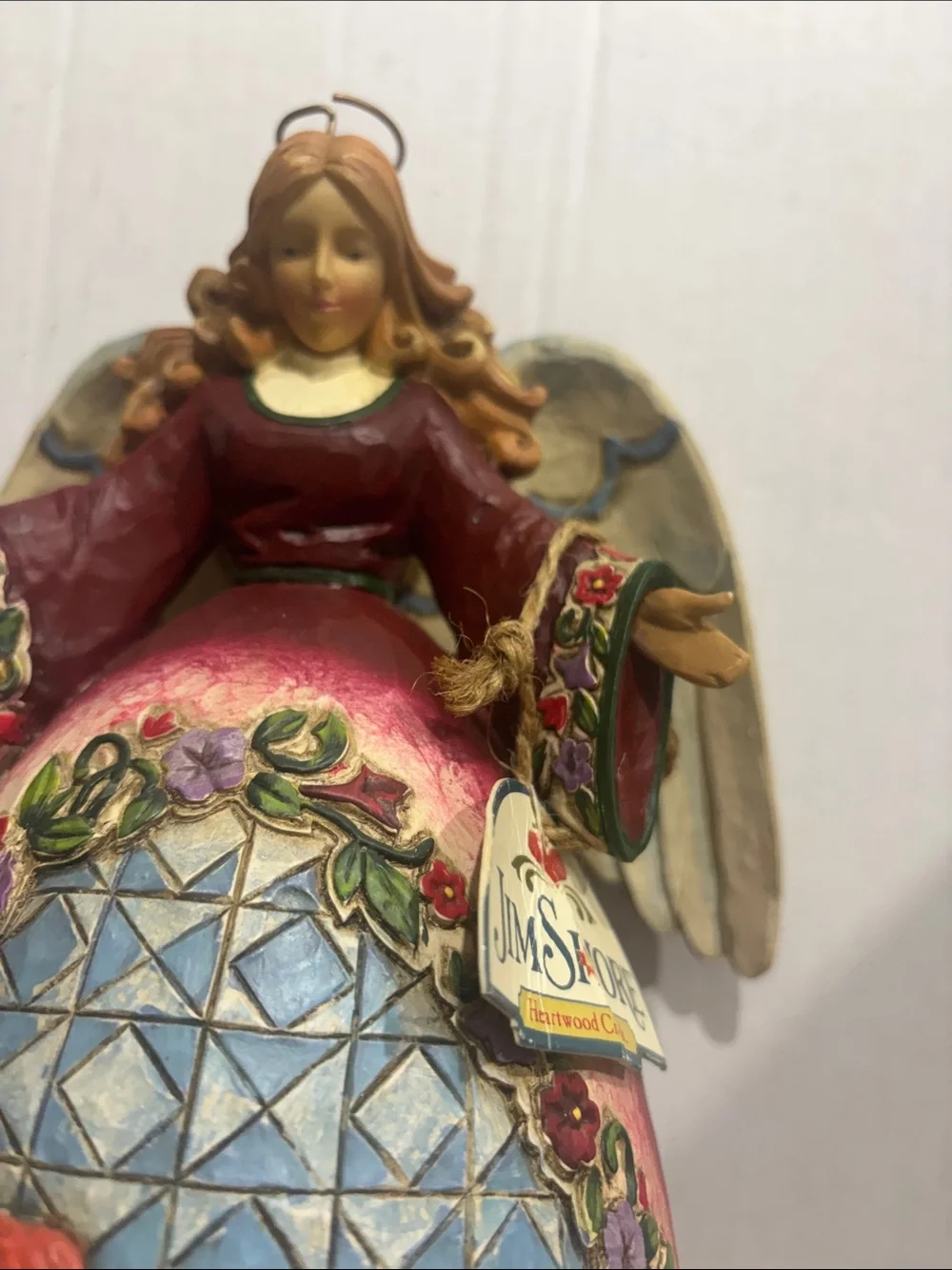 Jim Shore Red Pink Blue Green Holiday Angel Figurine  joy of Christmas morning