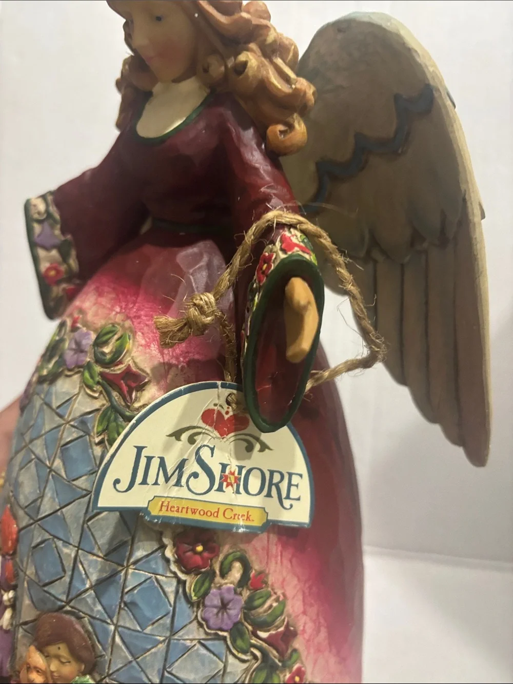 Jim Shore Red Pink Blue Green Holiday Angel Figurine  joy of Christmas morning