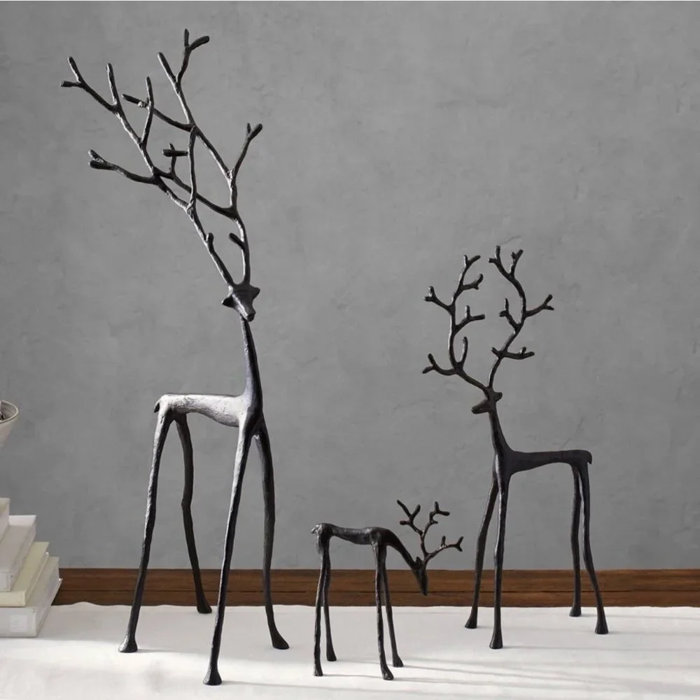 New Pottery Barn Reindeer Sculpted Bronze Black Small NWT