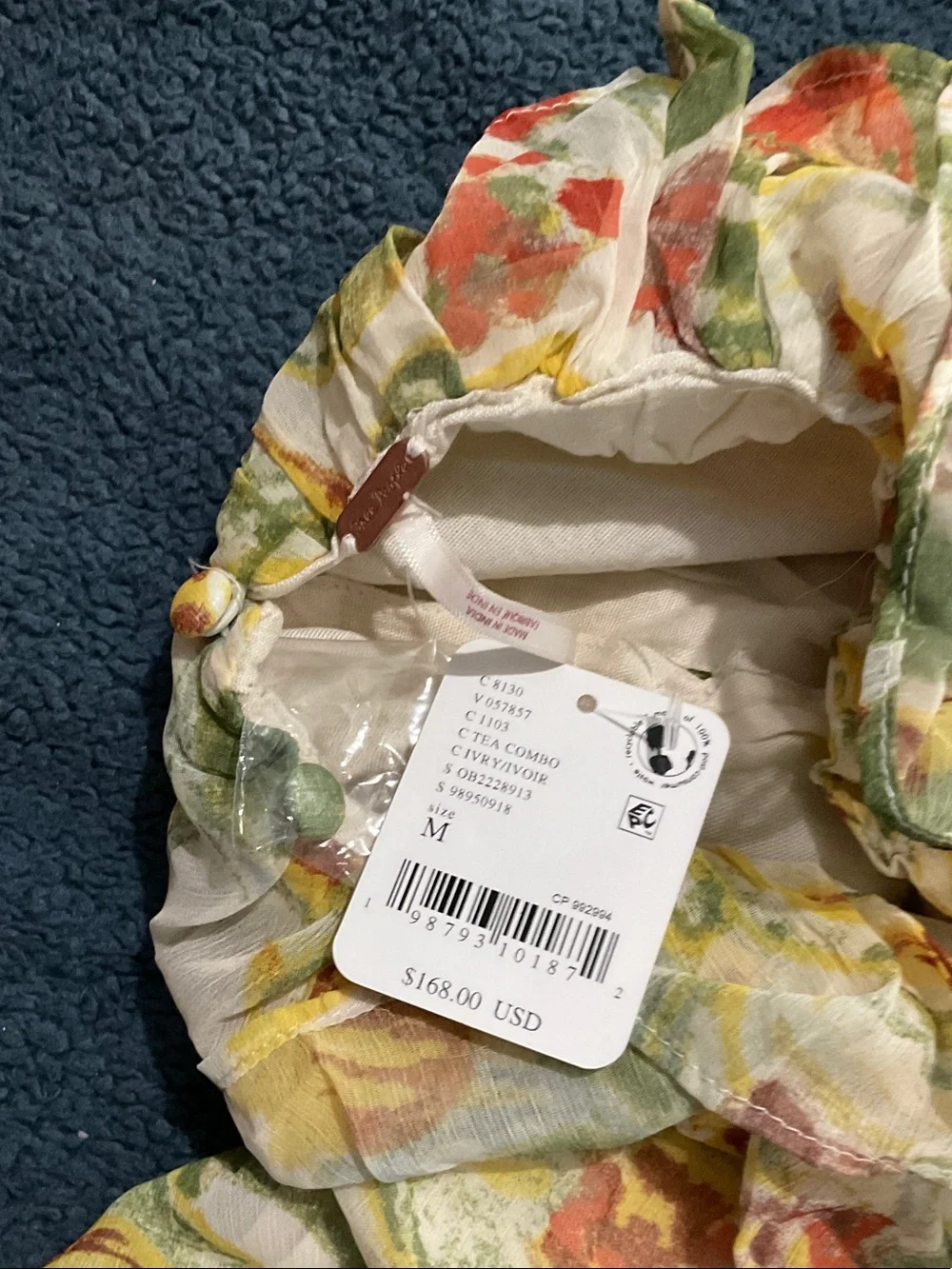 Free People White Floral Ruffle-Strap Camisole