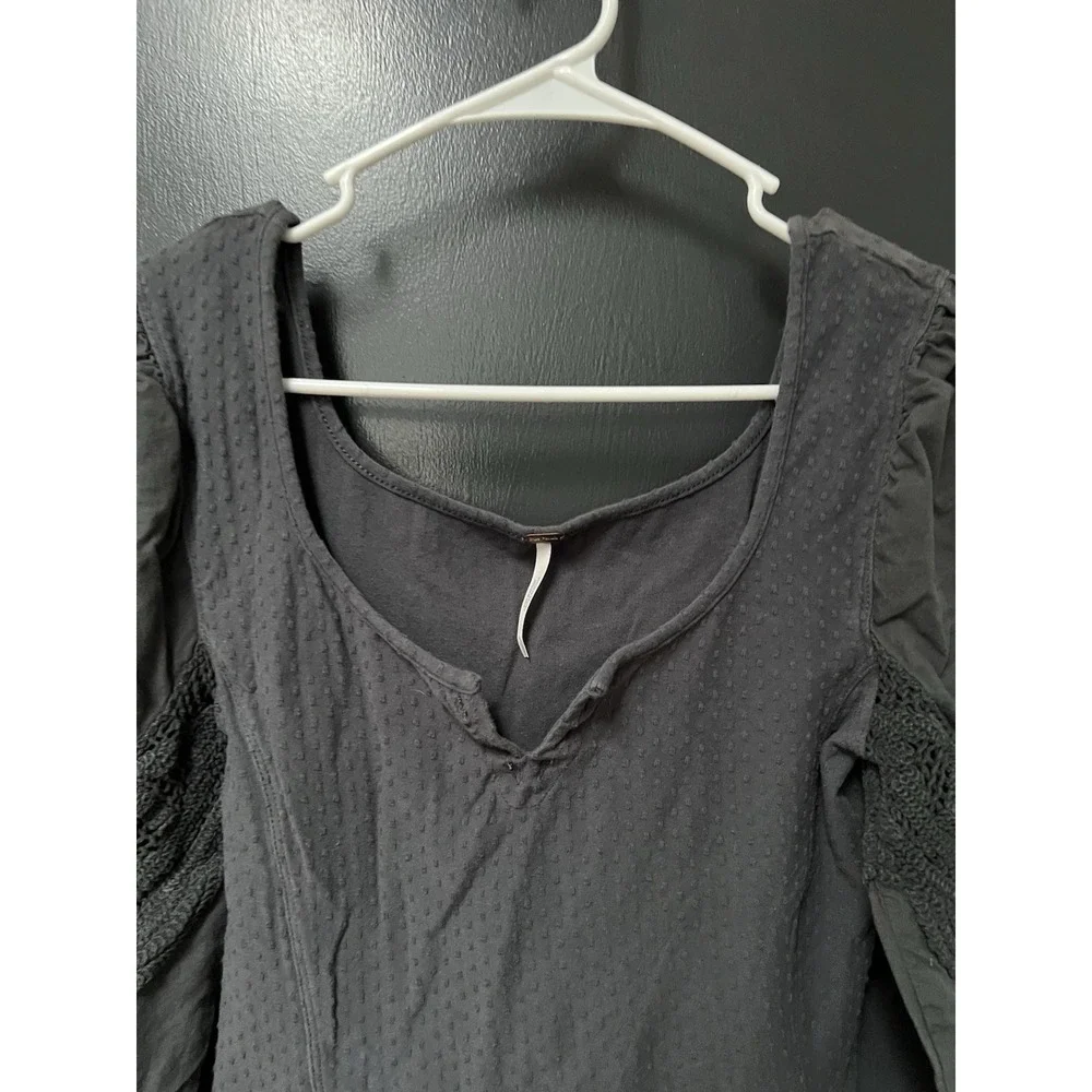 Free People Brunch Date Henley - Metal Stiletto (Gray) - Size S