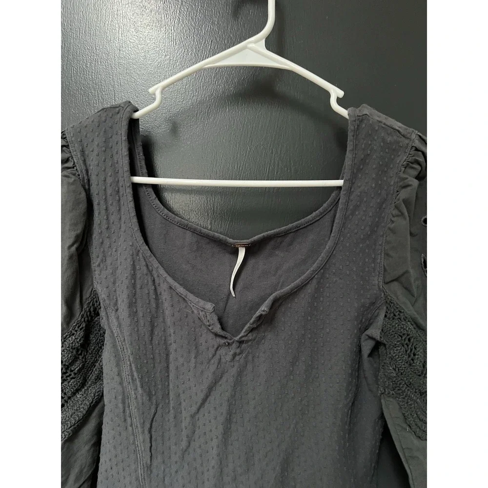Free People Brunch Date Henley - Metal Stiletto (Gray) - Size S