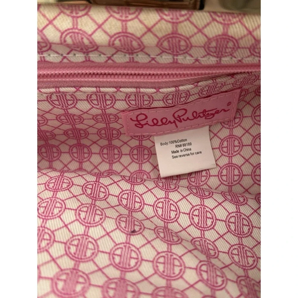 Vintage Lilly Pulitzer Clutch green & white floral print gold-tone metal frame