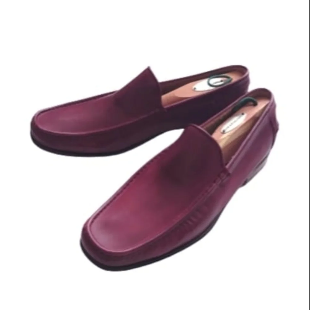 KITON Men's Calf Leather Slip on Loafers Shoes Burgundy size 9.5