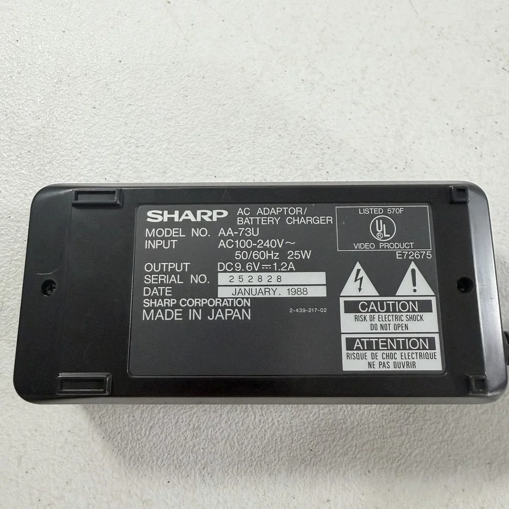Sharp AA-73U Camcorder Battery Charger AC Adaptor‎ Power Supply TESTED WORKING