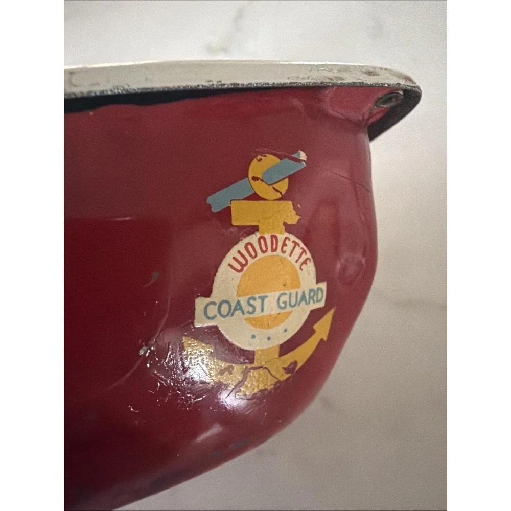 Woodette Coast Guard Pressed Steel Wood Figure Toy Rowboat PARTS or REPAIR ONLY