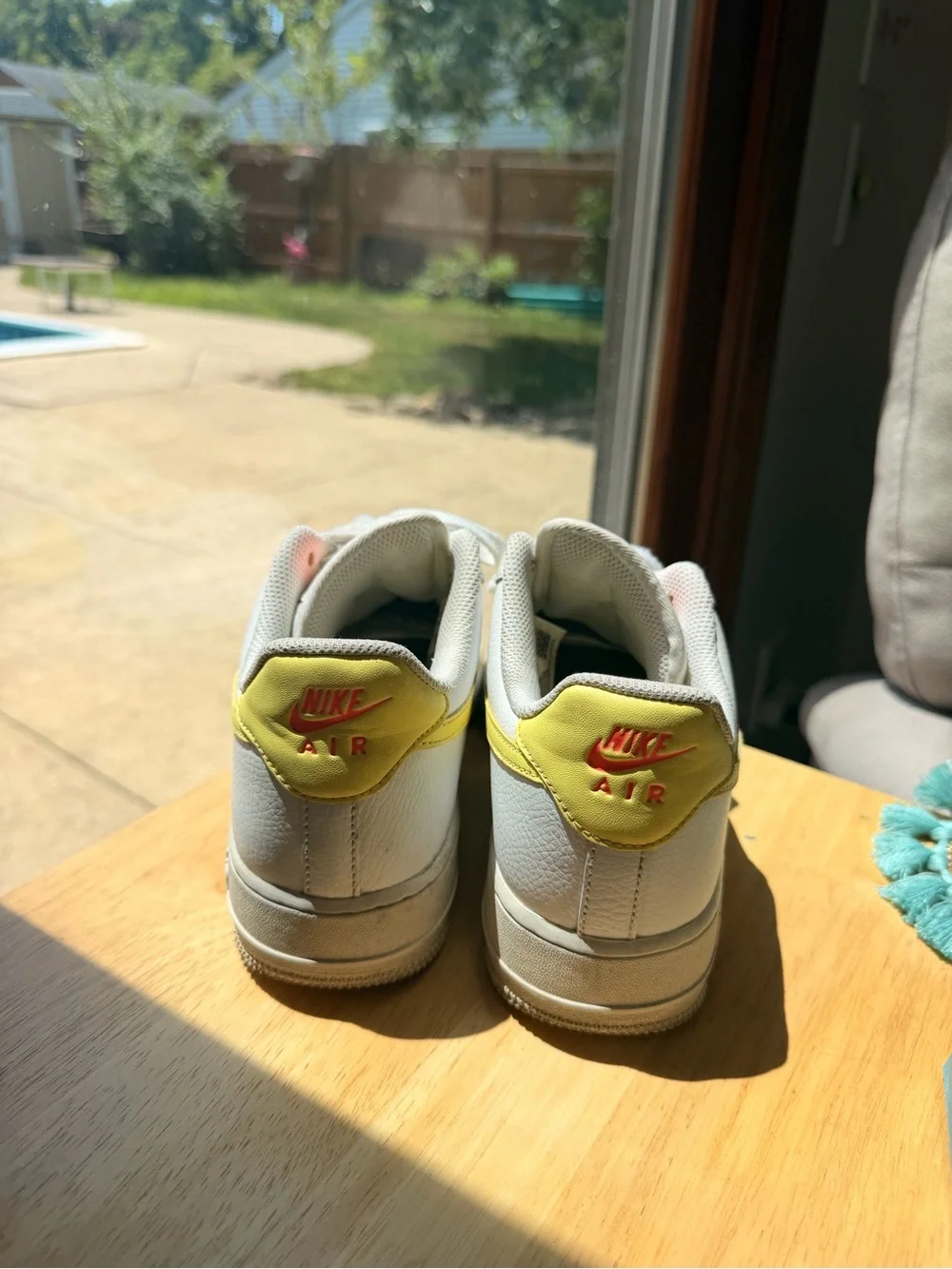 Nike Low-Top Sneakers White with Yellow Swoosh
