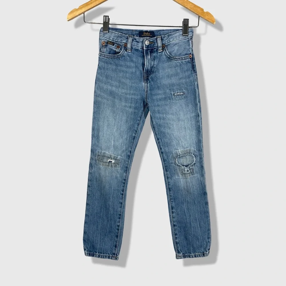 Polo Ralph Lauren Sullivan Slim Jeans Kids Size 6 Blue Distressed Denim