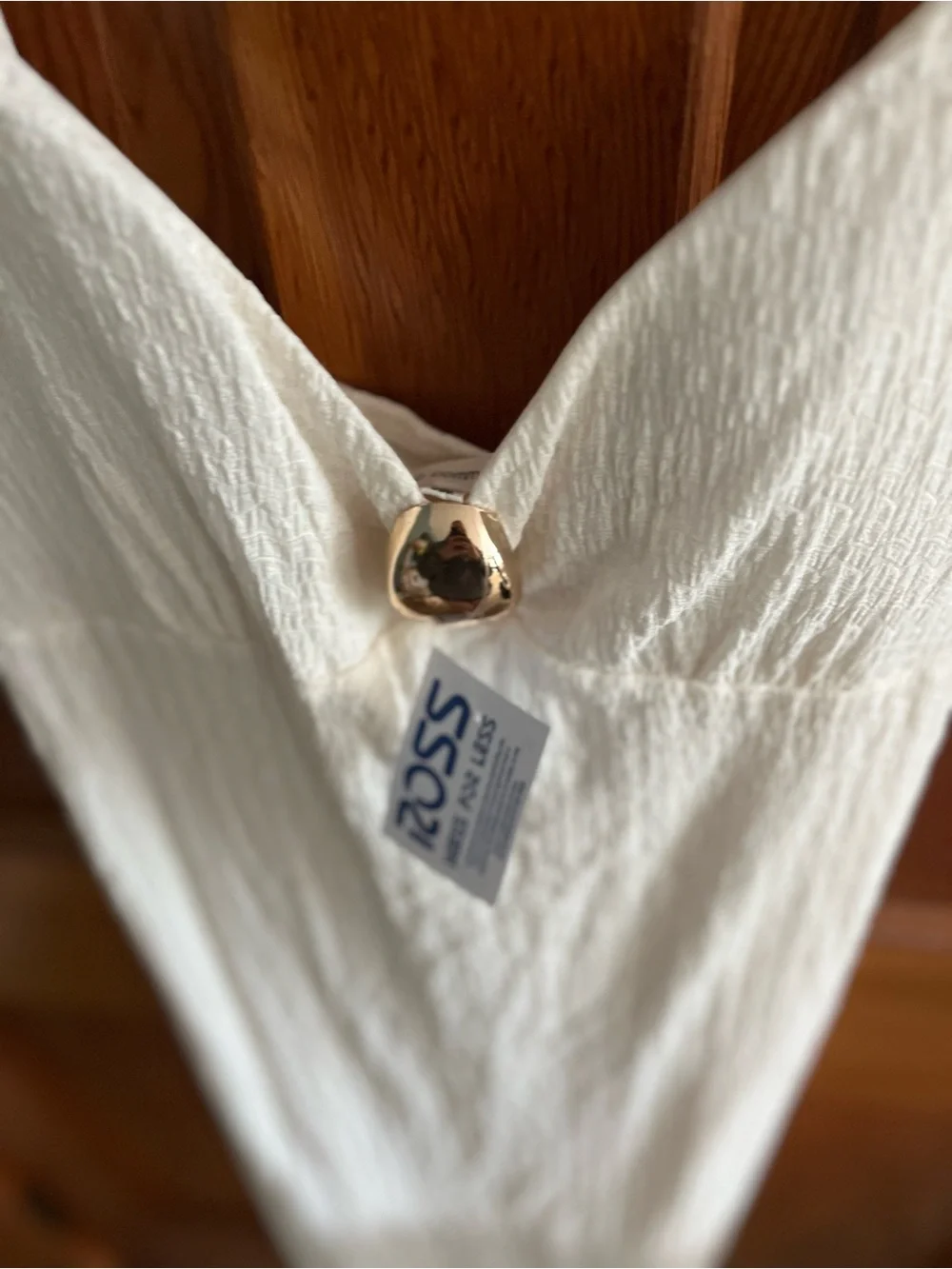 Youth White Swim Coverup Dress with Gold Button Accent