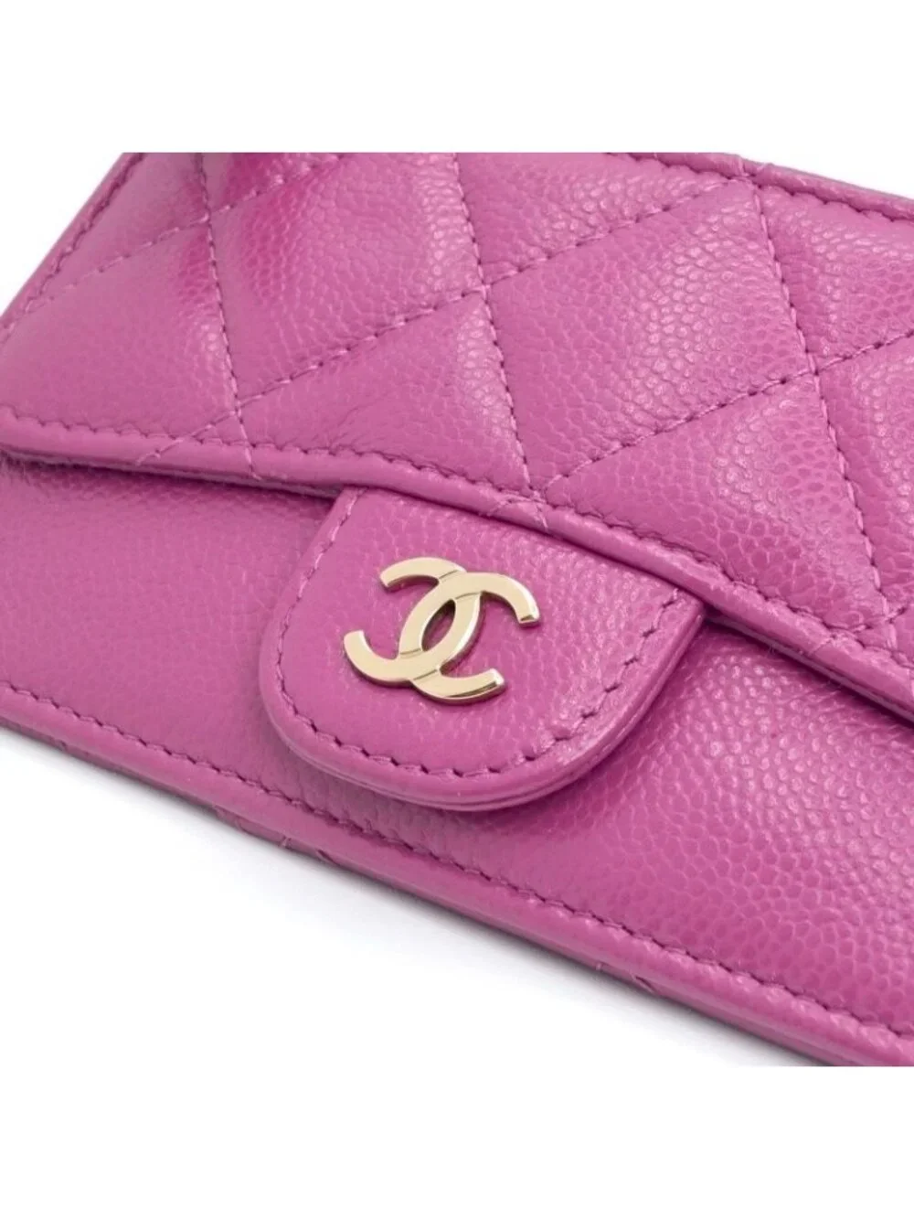 Chanel Wallet Coin Purse Purple Gold CC Logo Fragment Case Classic Zip Card