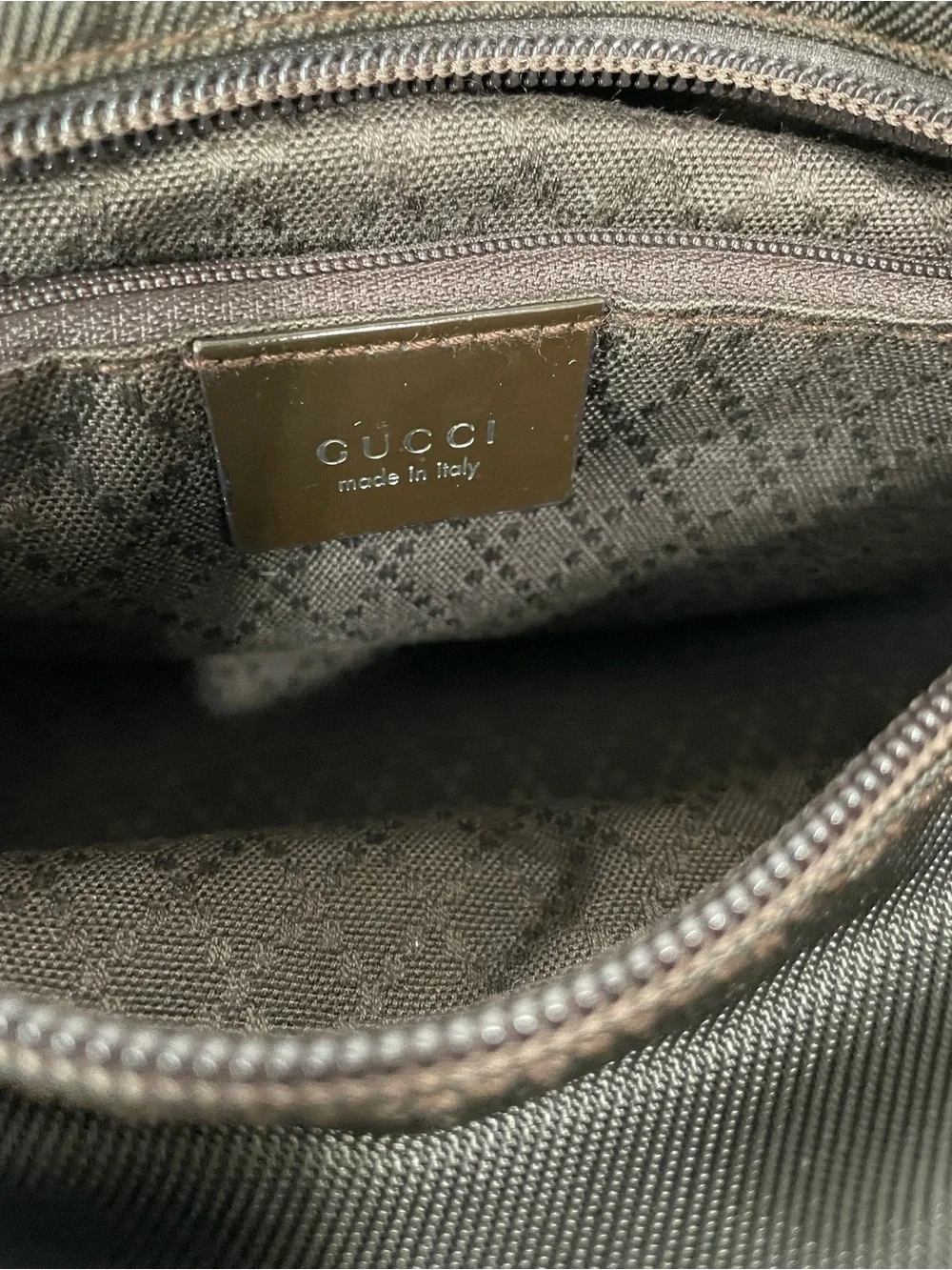Gucci Dark Brown Handbag with Bamboo handles in nylon and patent leather