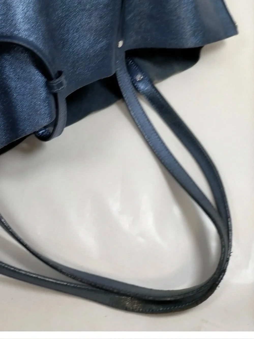 Tiffany&Co Blue Leather Tote Bag Shoulder Bag Handbag with pouch