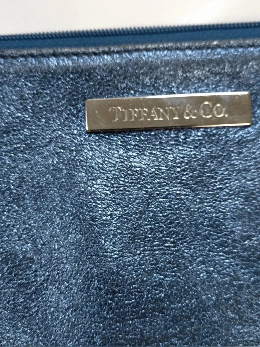 Tiffany&Co Blue Leather Tote Bag Shoulder Bag Handbag with pouch