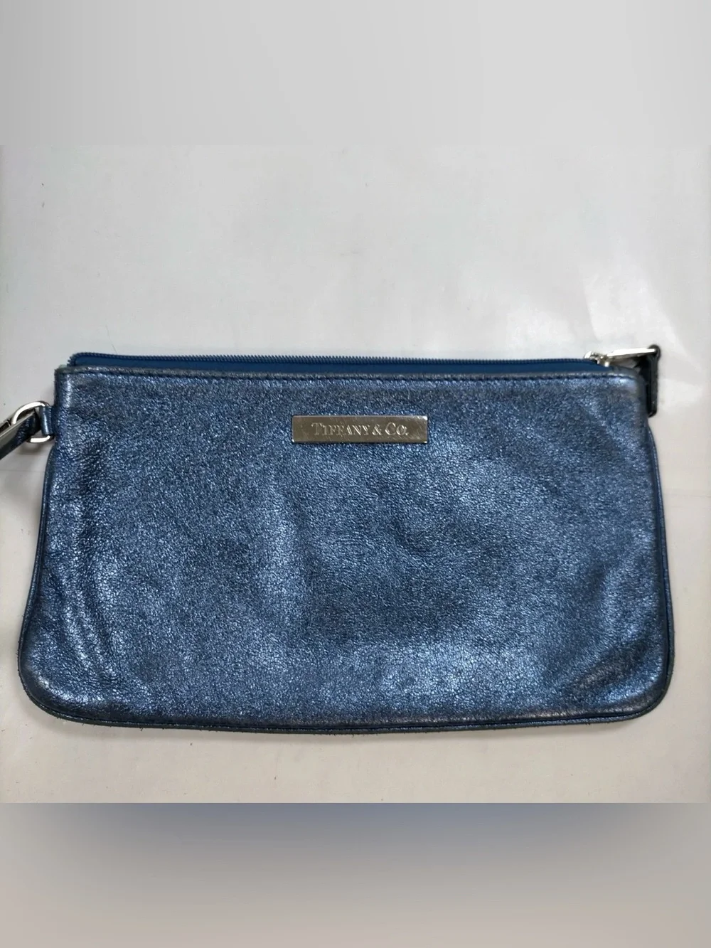 Tiffany&Co Blue Leather Tote Bag Shoulder Bag Handbag with pouch