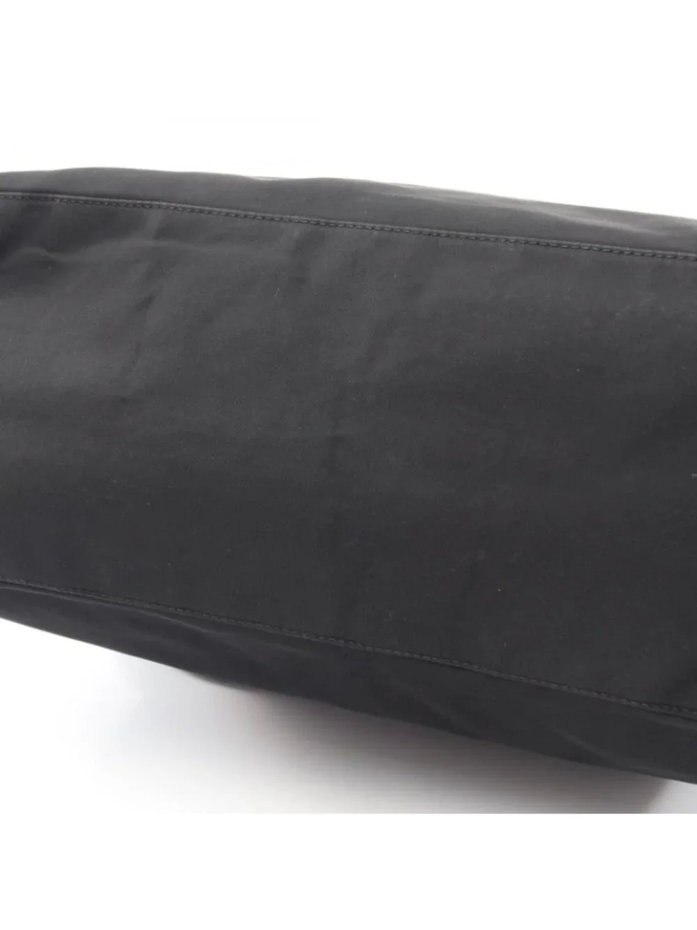 Prada Tote Triangle Logo Black Nylon Saffiano Leather