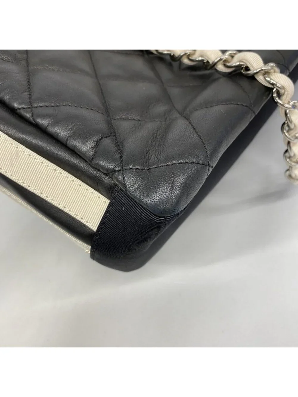 Chanel Chain Tote Quilted Lambskin Black Silver