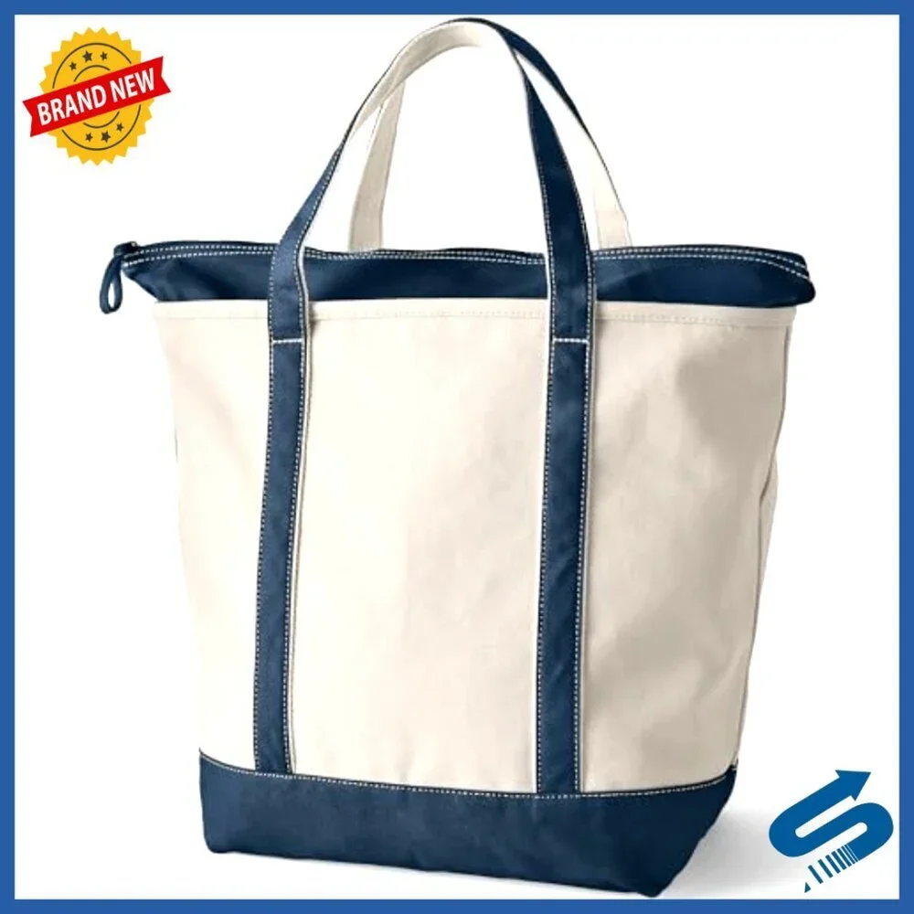 Zip Top Canvas Tote Bag Durable Spacious Classic Chic Everyday Carry