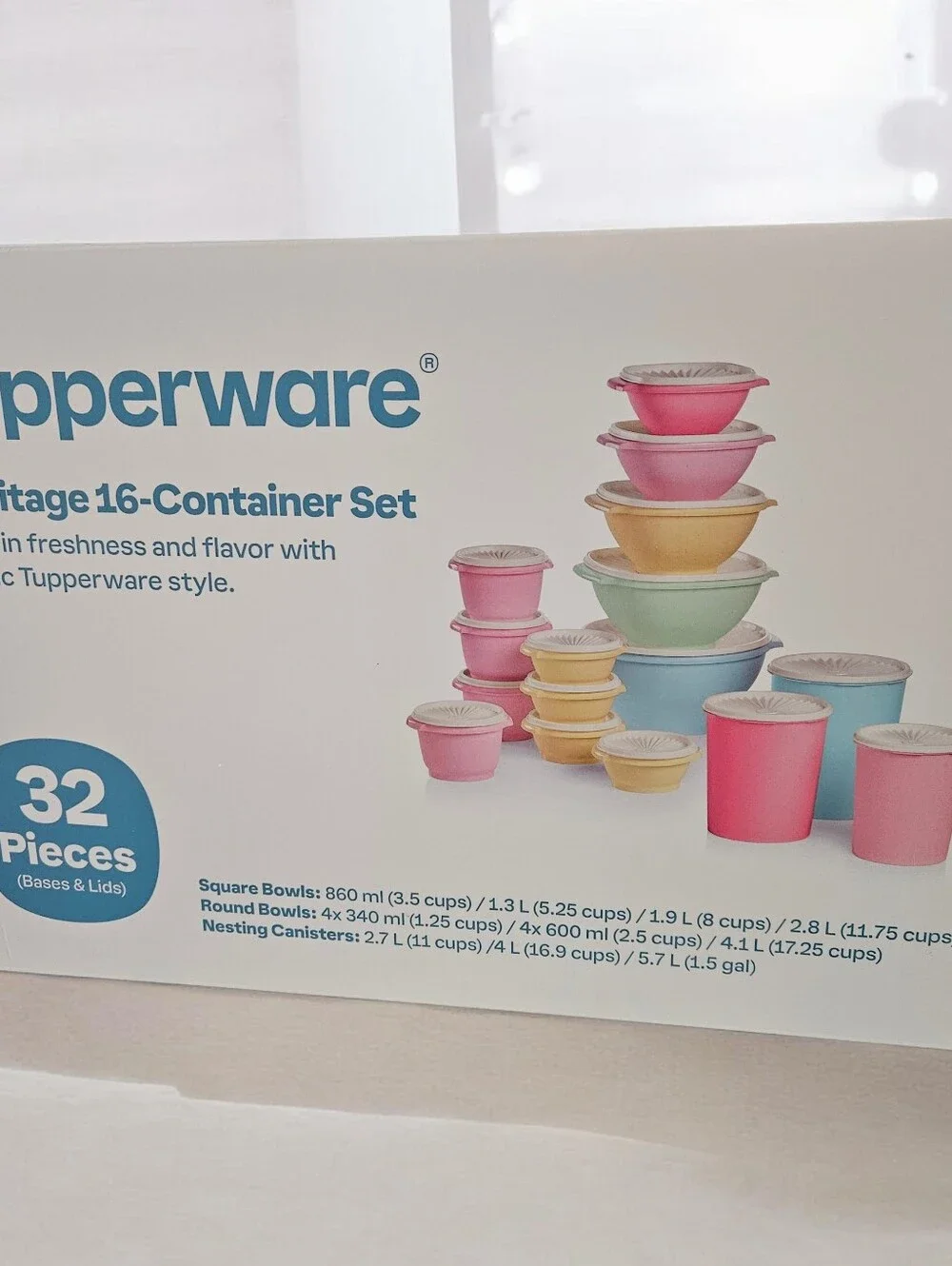 New In box Tupperware Heritage Collection 32 Piece Food Storage Container Set