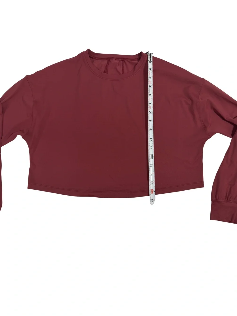 Lululemon Women Cropped Long Sleeve Athletic Top Burgundy Workout Yoga Gym SizeS