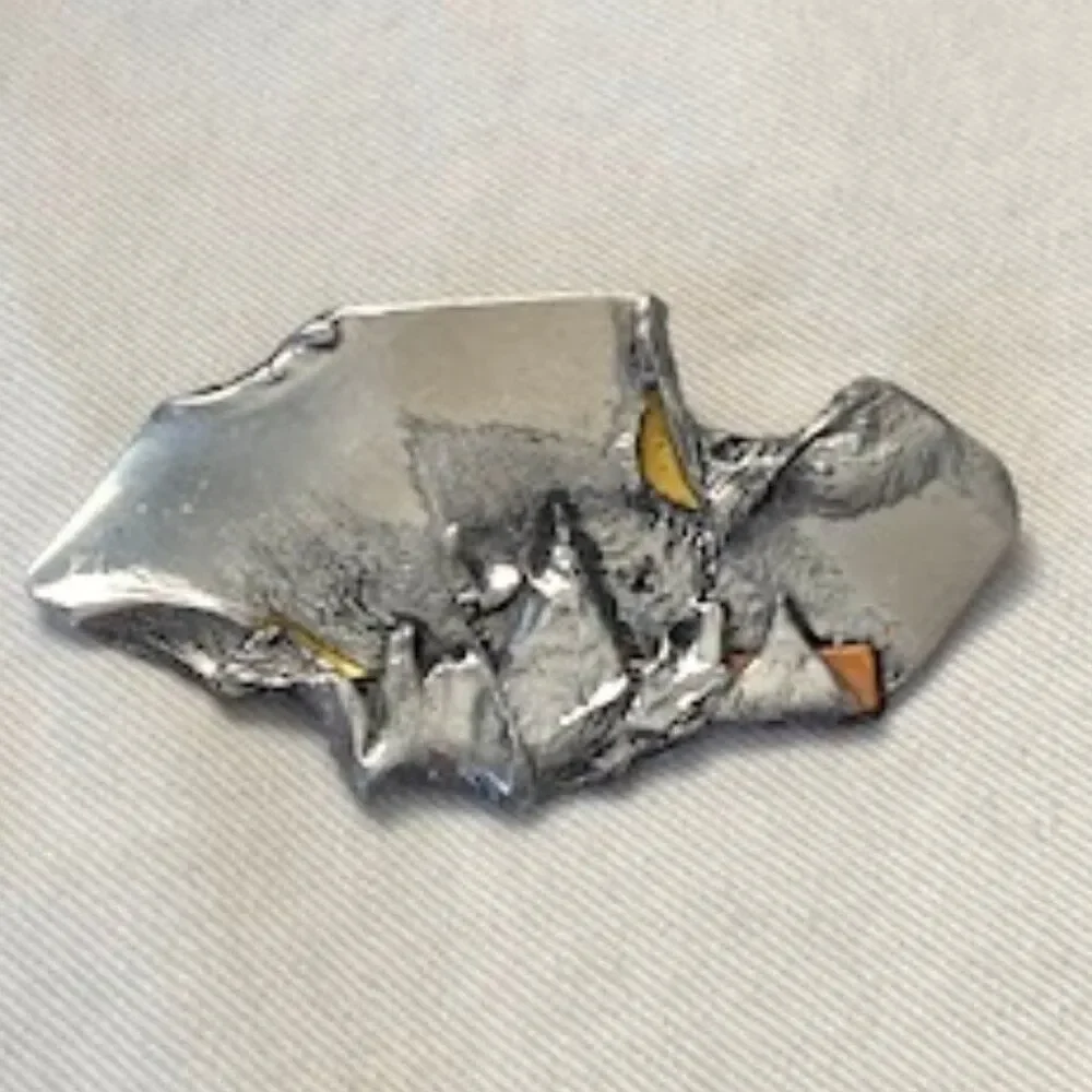Unique, Abstract, and Textured, Mixed Metal Pin or Brooch