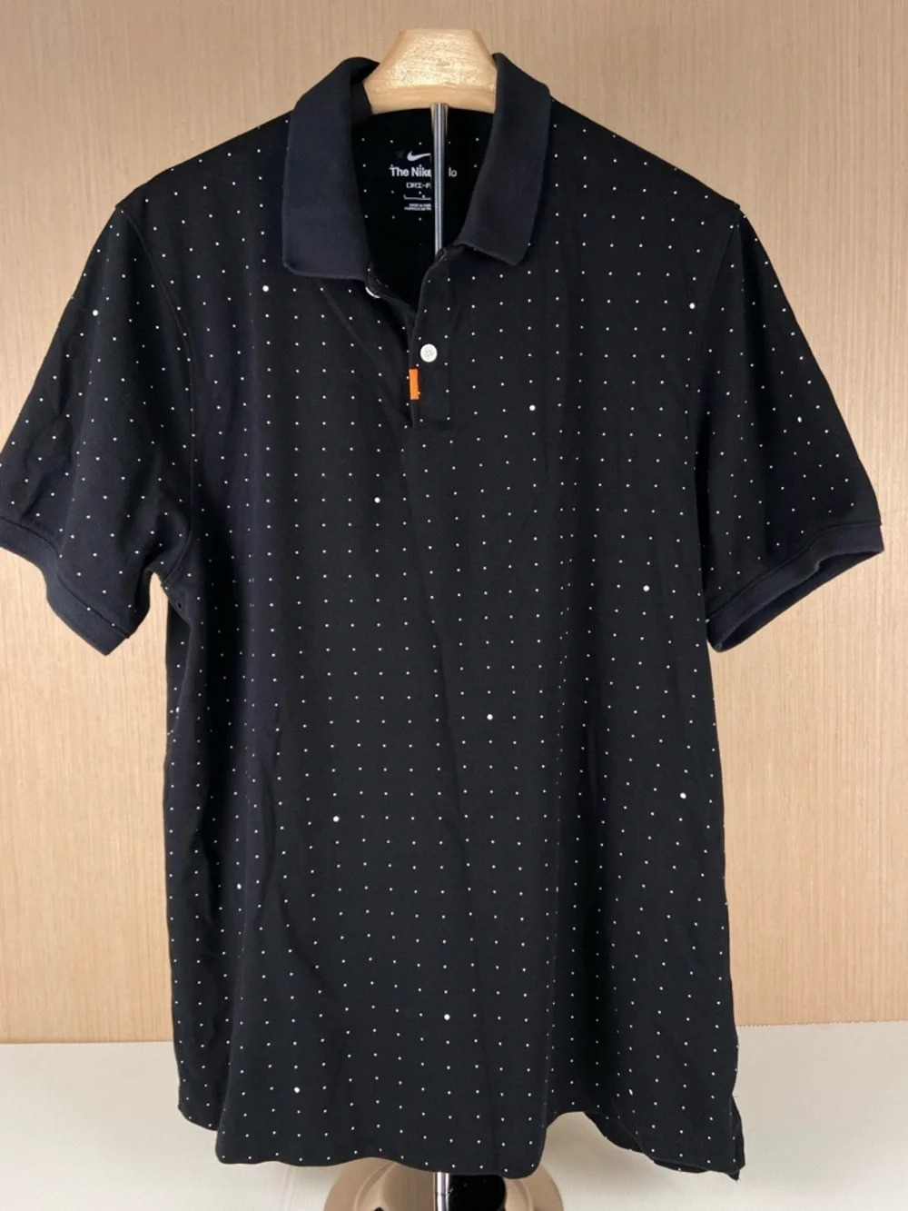 Nike Dri-FIT Polo Shirt Black Micro Dot Golf Athletic Mens Large