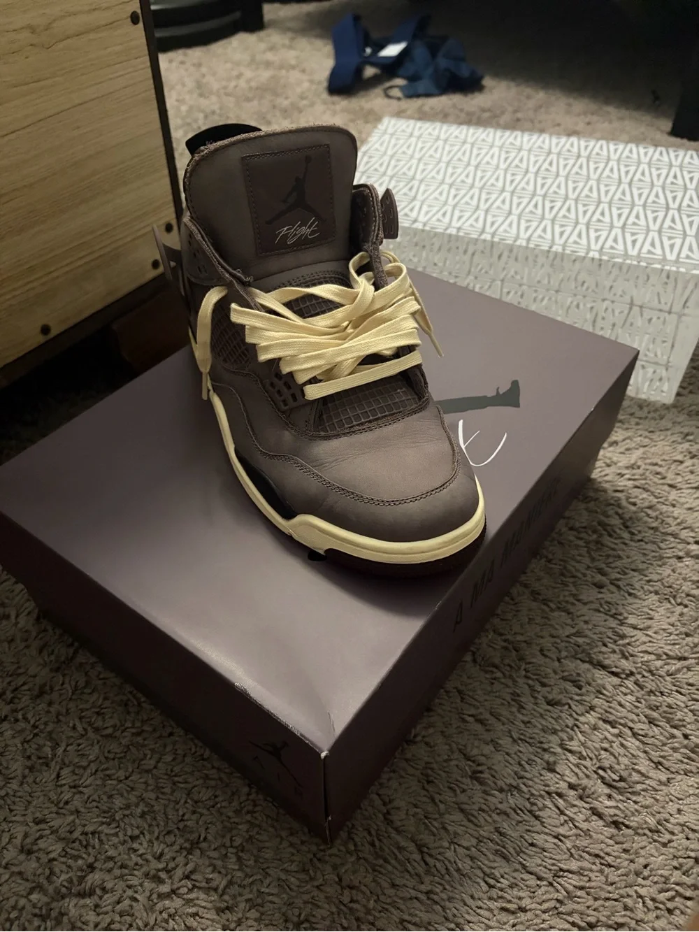 Jordan Men’s High-Top Sneaker — Brown with Cream Accents
