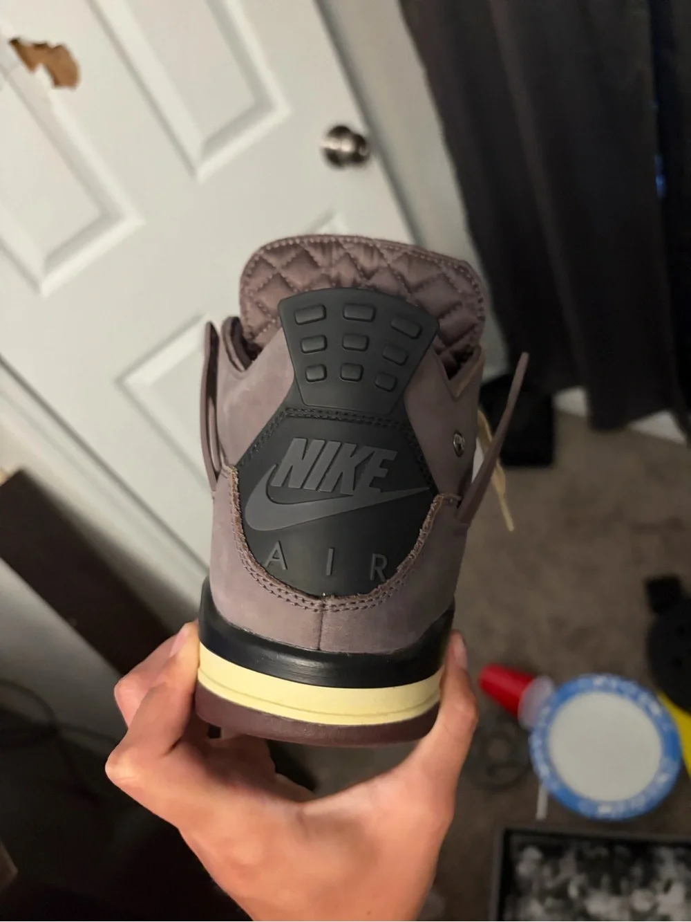 Jordan Men’s High-Top Sneaker — Brown with Cream Accents
